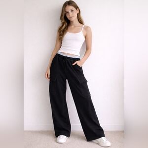 Zara Black Pants with Blue Striped Lining